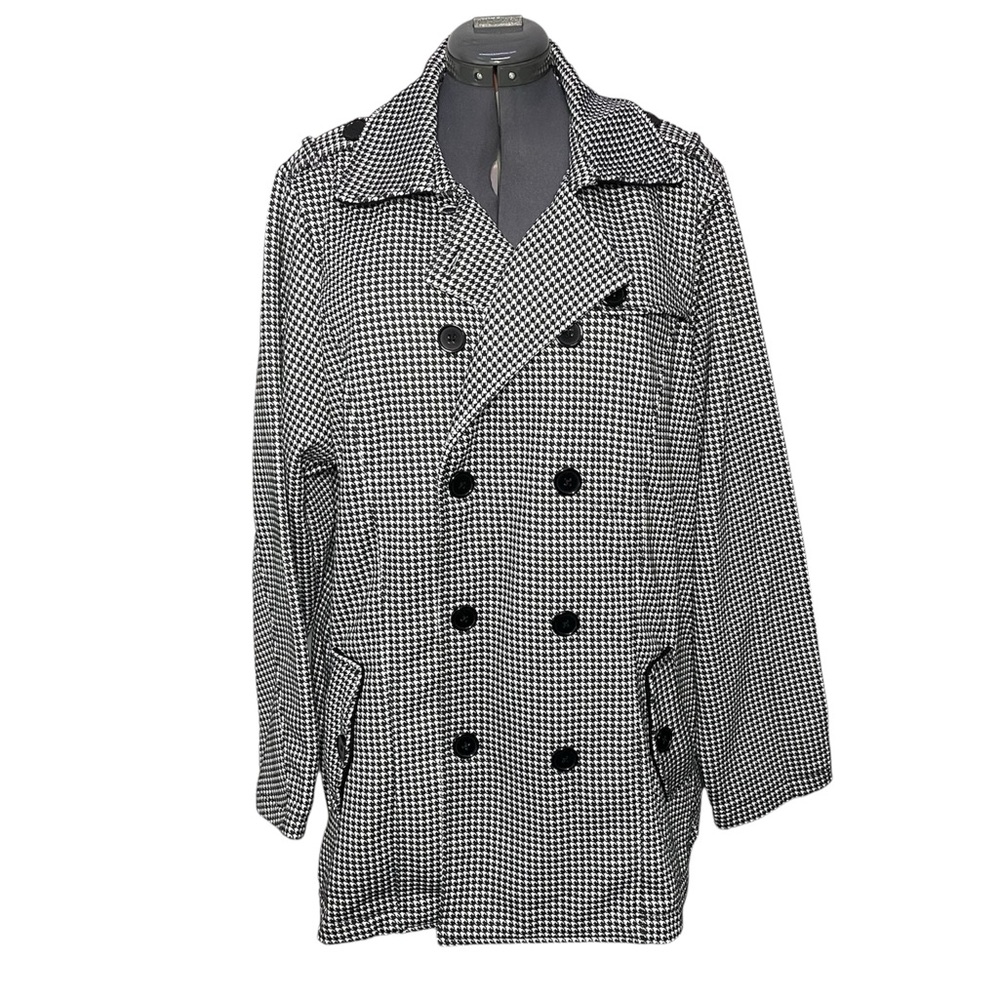 New Torrid Fleece Double Breasted Peacoat 3 3X 22-24 Black White Herringbone NWT